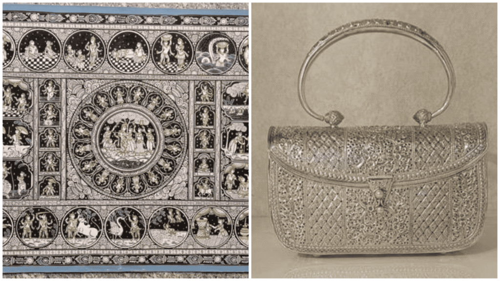 Silver Filigree Work Clutch Purse from Cuttack & Pattachitra painting
